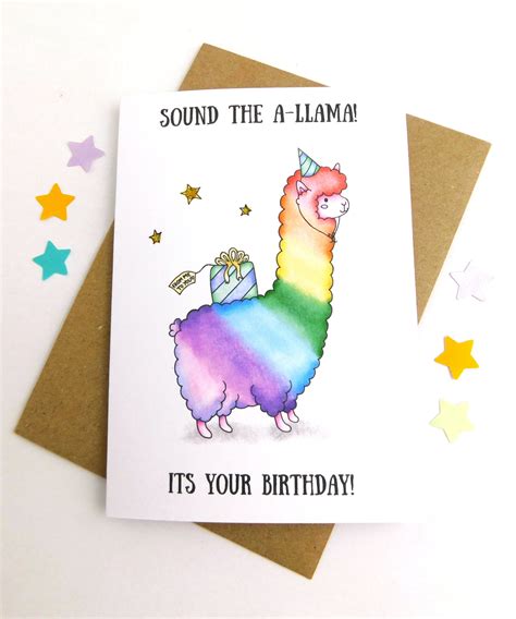 It's Your Birthday Cute Llama Card Llama Birthday | Etsy