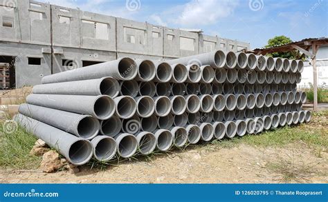 The asbestos cement pipes. stock image. Image of drain - 126020795