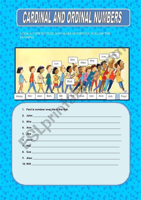 CARDINAL & ORDINAL NUMBERS - ESL worksheet by princesss