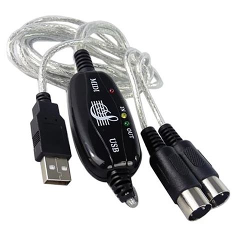 A Ausuky USB IN OUT MIDI Interface Cable Converter PC to Music Keyboard Adapter Cord New 25-in ...