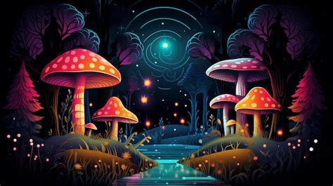 Premium AI Image | Night Mushrooms