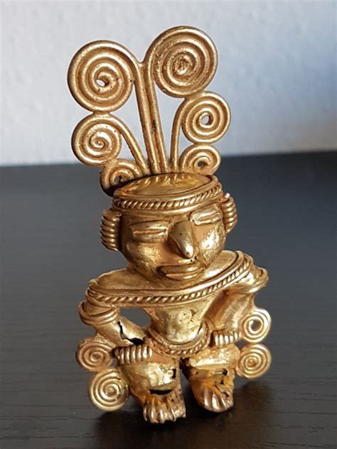 Pre/Columbian Tairona Figure, gold tumbaga - 78 X 42 X 25 - Catawiki