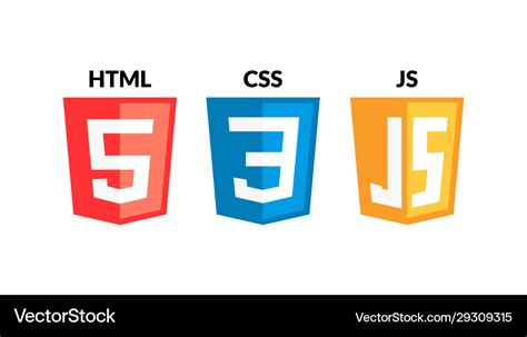 Html5 css3 js icon set web development logo Vector Image