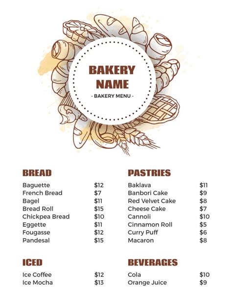 Bakery Menu Design Ideas, Examples, and Samples