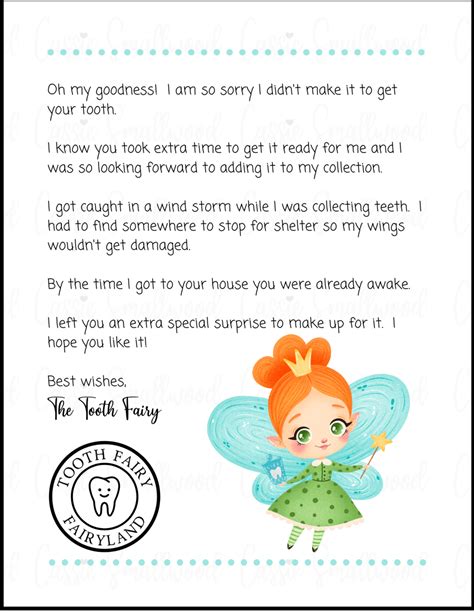 The Tooth Fairy Forgot?! Cute Tooth Fairy Apology Letter - Cassie Smallwood