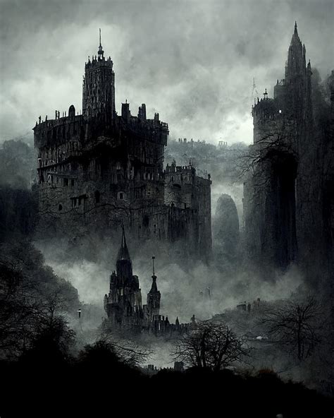 Huge Gloomy Medieval Gothic City Castle Dark So A33dbe5c 1afc 4c29 Be7e Cced7d38ff6b By Painting ...