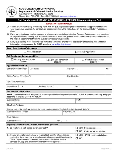 Virginia Bail Bondsman License Application Form - Fill Out, Sign Online ...