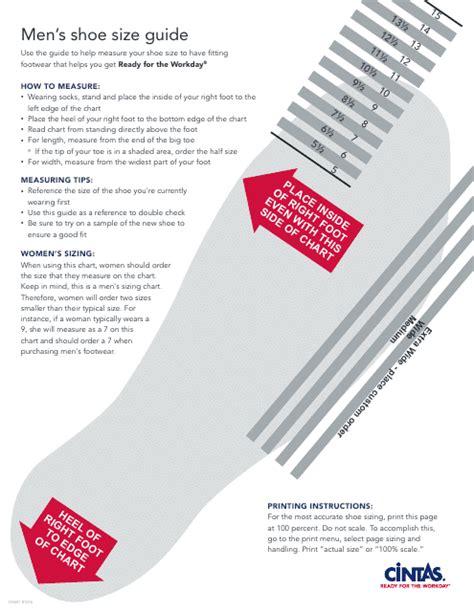 Men's Shoe Size Chart - Cintas Download Printable PDF | Templateroller