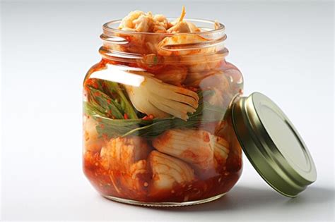 Premium AI Image | A jar of kimchi with a lid that says'kimchi'on it