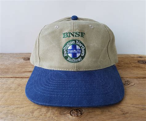 Vintage BNSF Burlington Northern Santa Fe Railway Strapback Hat Train Railroad Baseball Dad Cap ...