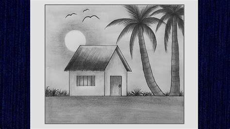 Village Scenery Drawing Tutorial | Easy Drawing with Pencil | Landscape ...