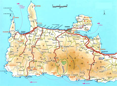 Western Crete Tourist Map - Crete • mappery