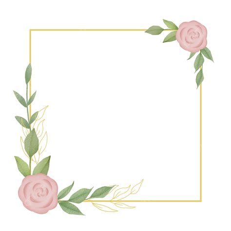 Square Floral Frame Border, Gold Square, Floral Border, Square Border PNG Transparent Clipart ...