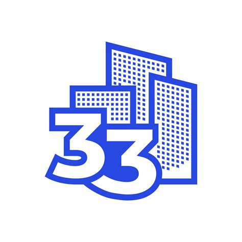 number 33 with building logo design vector graphic symbol icon illustration creative idea ...