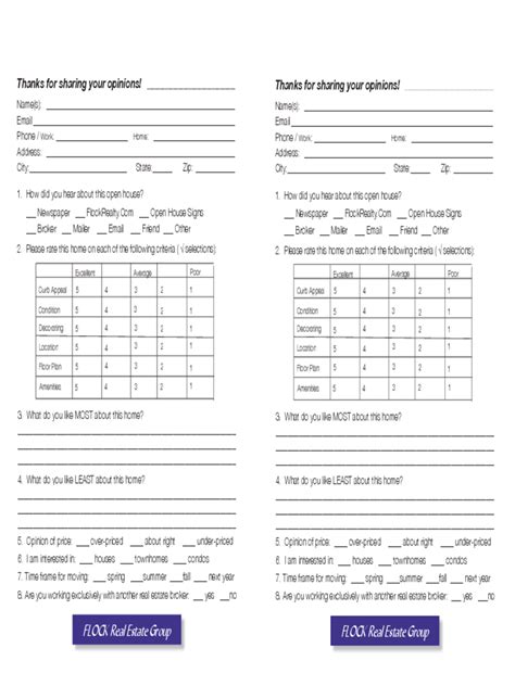 Open House Feedback Form - 2 Free Templates in PDF, Word, Excel Download