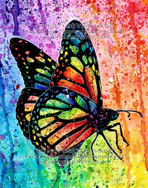 Art Print Butterfly Rainbow Pop Art Splatter Portrait Colorful | Etsy