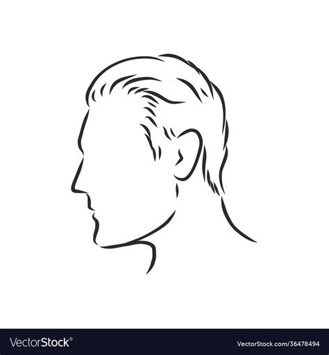 Outline side profile a human male head male Vector Image