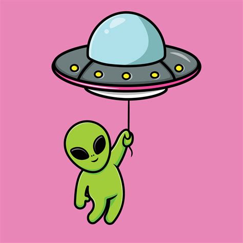 Cute Alien Floating With Ufo Cartoon Vector Icon Illustration. Animal ...