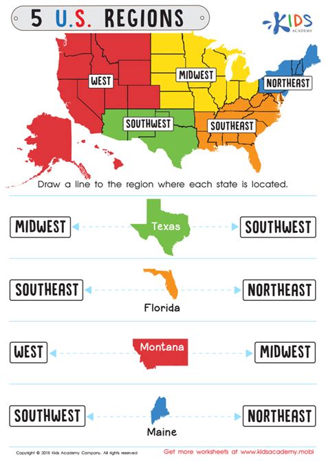 5 Regions Map Printable