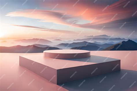 Premium AI Image | A painting of a mountain landscape with a pink ...