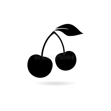 Black Cherry with a Leaf, Cherry Illustration Icon or Logo Stock Vector - Illustration of icon ...