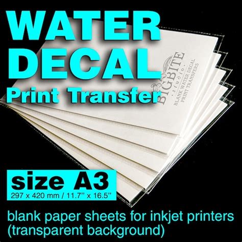 A3 Clear Water Slide Decal Paper INKJET Waterslide Transfer | Etsy