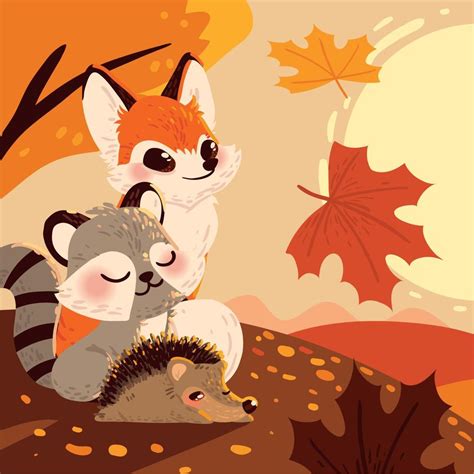 paisaje de animales de otoño 11212780 Vector en Vecteezy