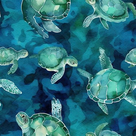 Premium AI Image | sea turtles pattern seamless