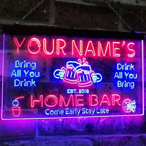 Personalized Your Name Custom Home Bar Neon Signs Beer Established Year Dual Color LED Neon ...