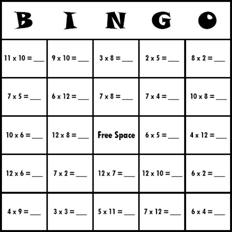 Free Math Printable Bingo Cards