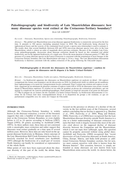 (PDF) Paleobiogeography and biodiversity of Late Maastrichtian dinosaurs: How many dinosaur ...