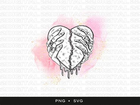 Skeleton Hand Holding Broken Heart Svg & Png Files Witchy Svg Gothic ...