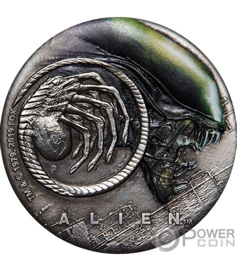 ALIEN 40th Anniversary 2 Oz Silver Coin 2$ Tuvalu 2019