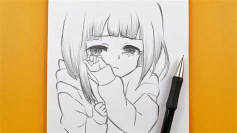 Crying Anime Girl Drawing