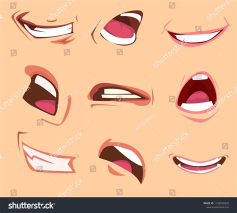 Cartoon Mouth Expressions Set Vector Illustration Stock Vector (Royalty Free) 1136920439