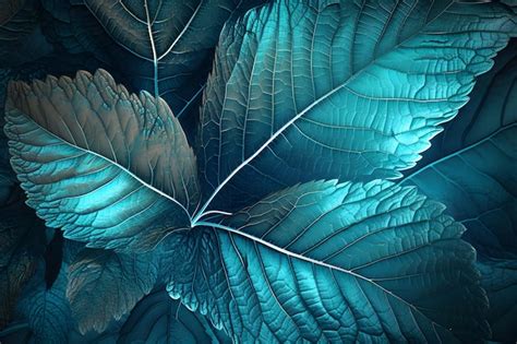 Premium AI Image | A blue leaf wallpaper that says'blue leaf'on it