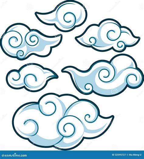 Japanese or Chinese Style Cloud Design Set Stock Vector - Illustration of symbols, traditional ...