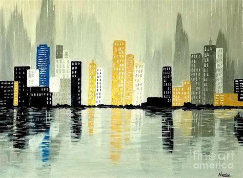 Cityscape Abstract Painting by Nermine Hanna