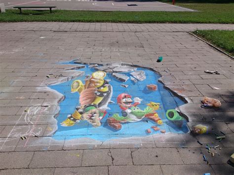 Super mario chalk art 3D (Mario winns) by Saules-dievas on DeviantArt