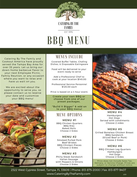 BBQ Menus - Catering by the Family