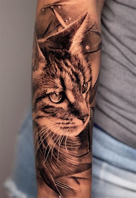 Cat Tattoo | Cat portrait tattoos, Cat tattoo, Black cat tattoos