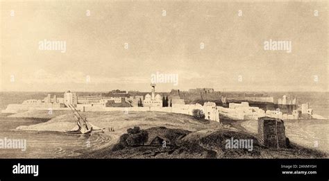 View of Tyre, Lebanon. Old engraving by Lemaitre published in L'Univers Syria, in 1841. History ...