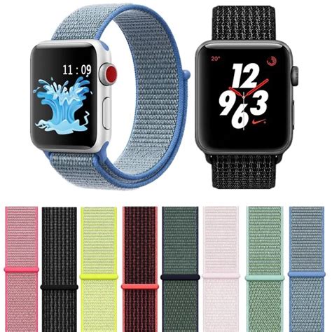 42mm 38mm Colorful Sport Nylon Loop Watch Strap For Apple Watch Band iWatch Series 4 3 2 1 ...