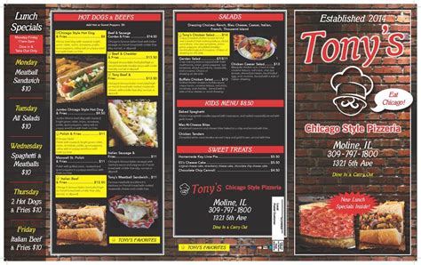 Menu - TONY'S CHICAGO PIZZA