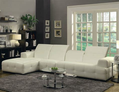 AMARA Contemporary Sectional Living Room Furniture White Faux Leather ...