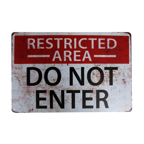 Do Not Enter Restricted Area Metal Sign Funny Kids Bedroom Door Man ...