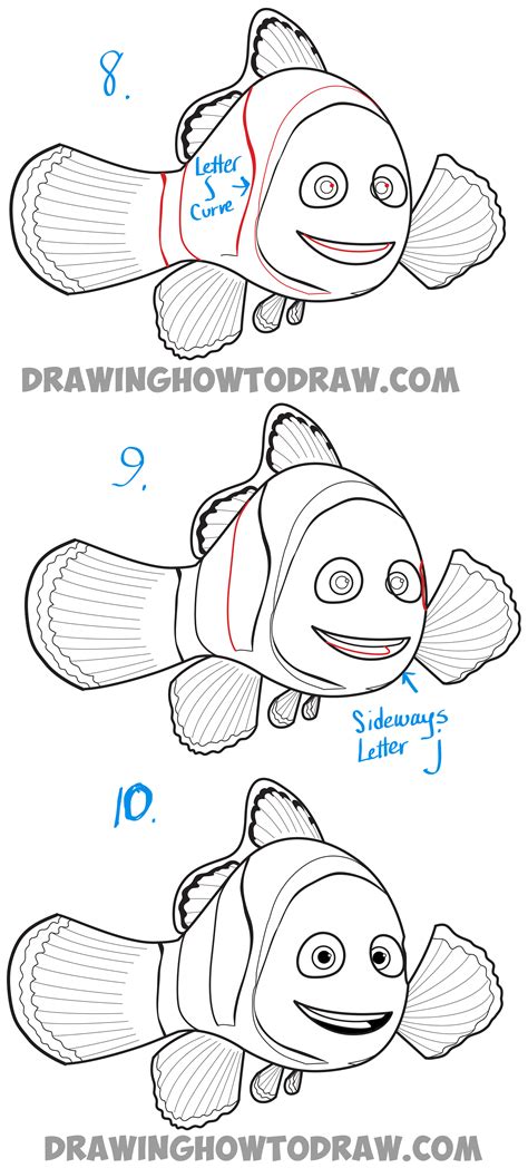 How to Draw Marlin from Finding Dory and Finding Nemo – Easy Step by ...