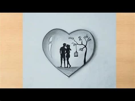 Pencil drawing of couple inside love | couple drawing step by step - YouTube