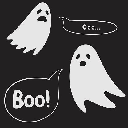 Halloween Ghost Silhouette Vector Set Stock Illustration - Download ...