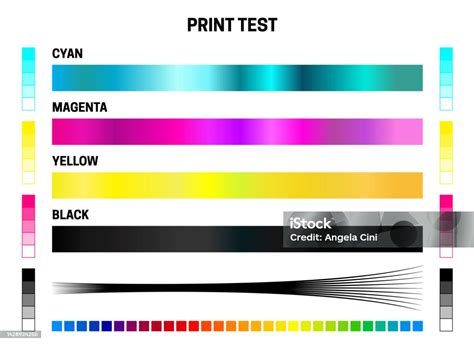 Print Test Cmyk Calibration Illustration With Color Test For Cyan Magenta Yellow Black And Many ...